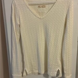 We The Free Ivory Cable Knit Top
